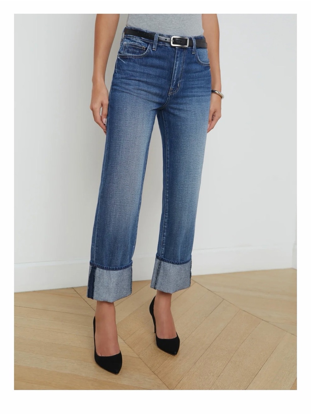 L’Agence Leighton in arco Cropped Wide-Leg Jeans - Blue